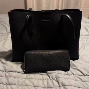 Michael Kors Elegant Black Tote and Wallet